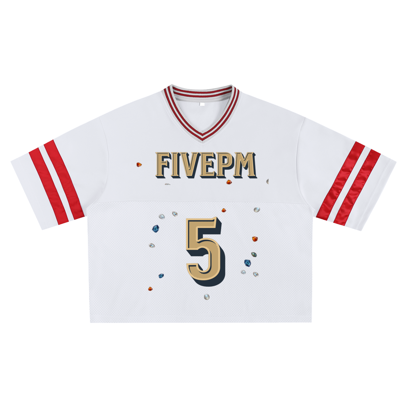 Dropping Gems Mesh Boxy Jersey (White)